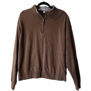Peter Millar Long Sleeve 1/4 Zip Pullover 100% Cotton Brown Men's Large